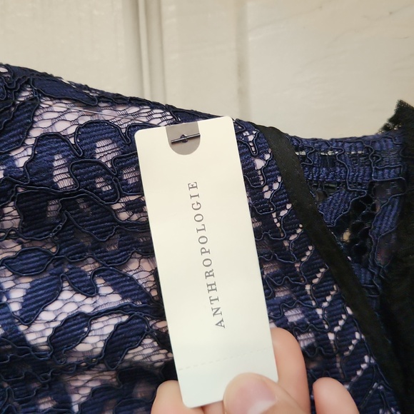 Anthropologie Navy Blue Dusk Lace Midi Dress NWT Sz 4 - Picture 5 of 5